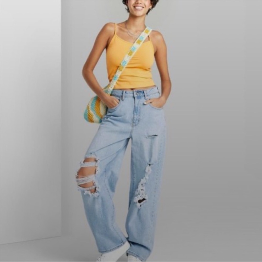 Super-High Rise Baggy Jeans - Wild Fable Light Wash 8/29 R